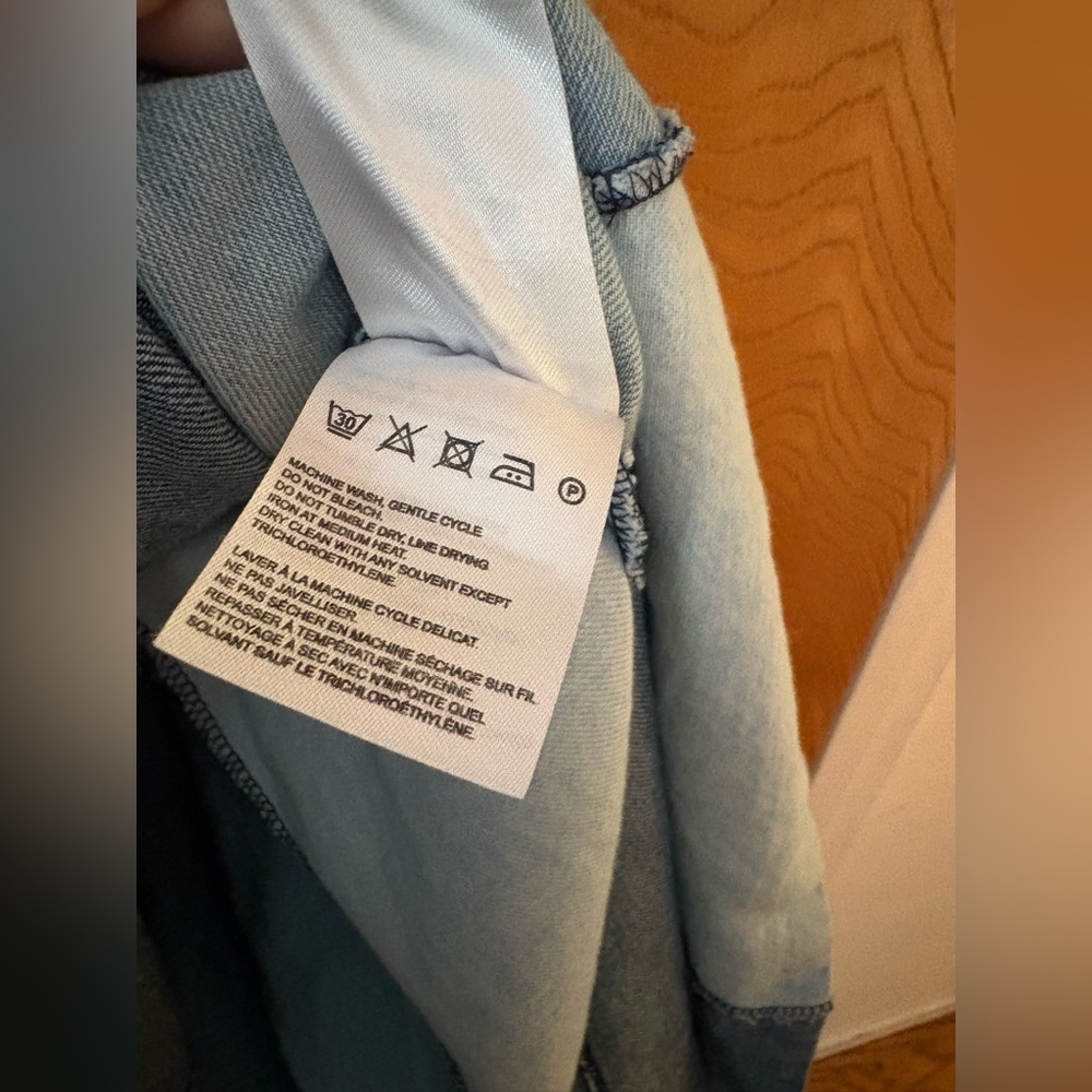 Anthropologie x Farm Rio Blue and White denim color blocked Midi Dress S - Picture 10 of 13